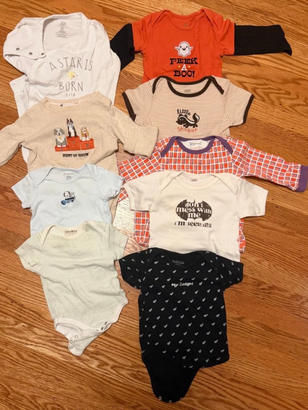 Baby Onesie Lot 9 Pieces Mixed Brands Carter's Janie and Jack 0-3M to 12-18M